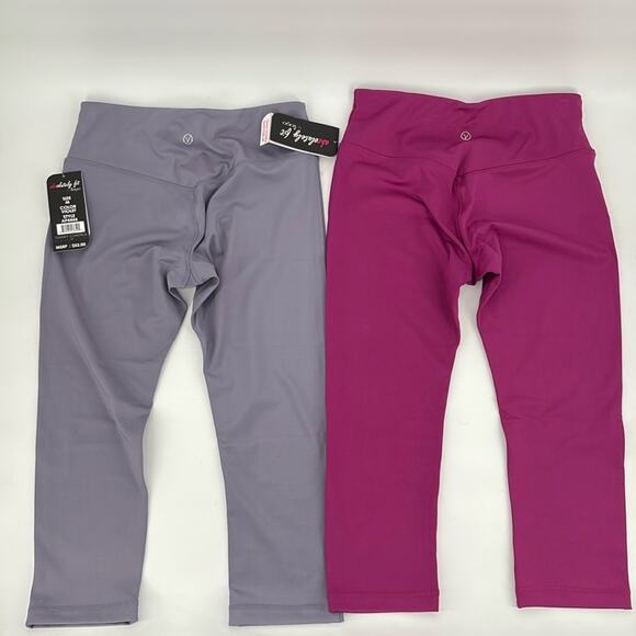 Set of 2 Absolutely Fit by VOGO Purple and Pink HighWaisted Leggings Size M New - Picture 6 of 10